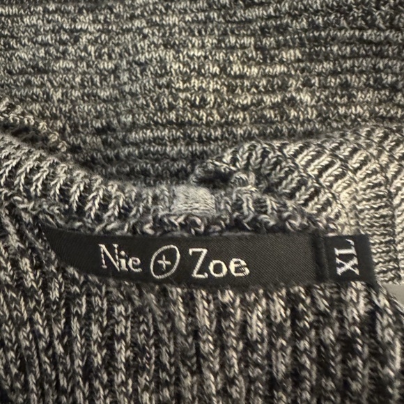 Nic + Zoe XL Gray One-Button Sleeveless Cardigan Marled Sweater Vest - EUC - Picture 3 of 4